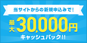 新規申し込みで最大3万円キャッシュバック