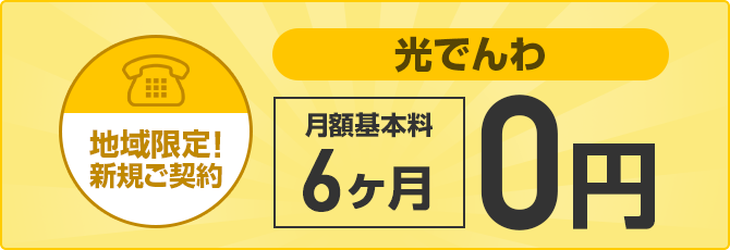 光でんわ月額基本料6ヵ月0円