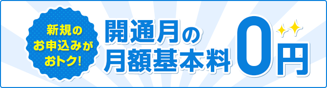 開通月の月額基本料0円