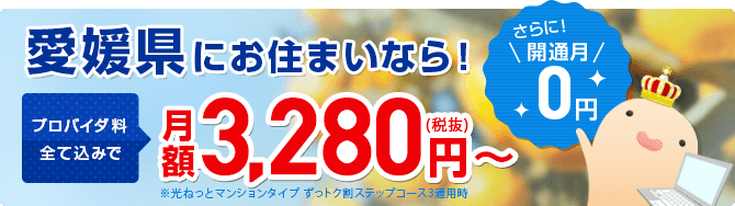 四国限定!ピカラ光ならプロバイダ料込み!月額3,280円~