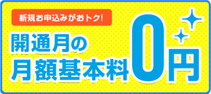 ピカラ光は新規加入時もおトク！開通月の月額料金が0円になります！