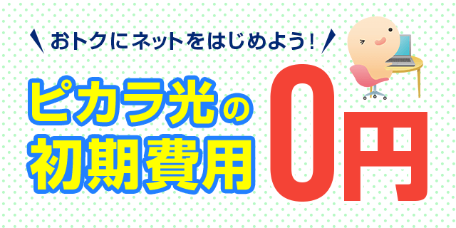 おトクにピカラをはじめよう！今だけおトク初期費用通常25,000円が0円