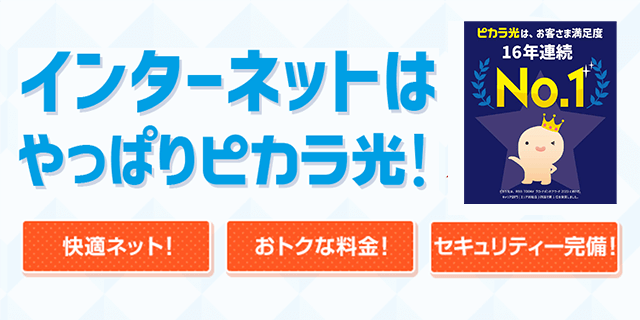 インターネットはやっぱりピカラ!ピカラ光は、お客様満足度16年連続No.1